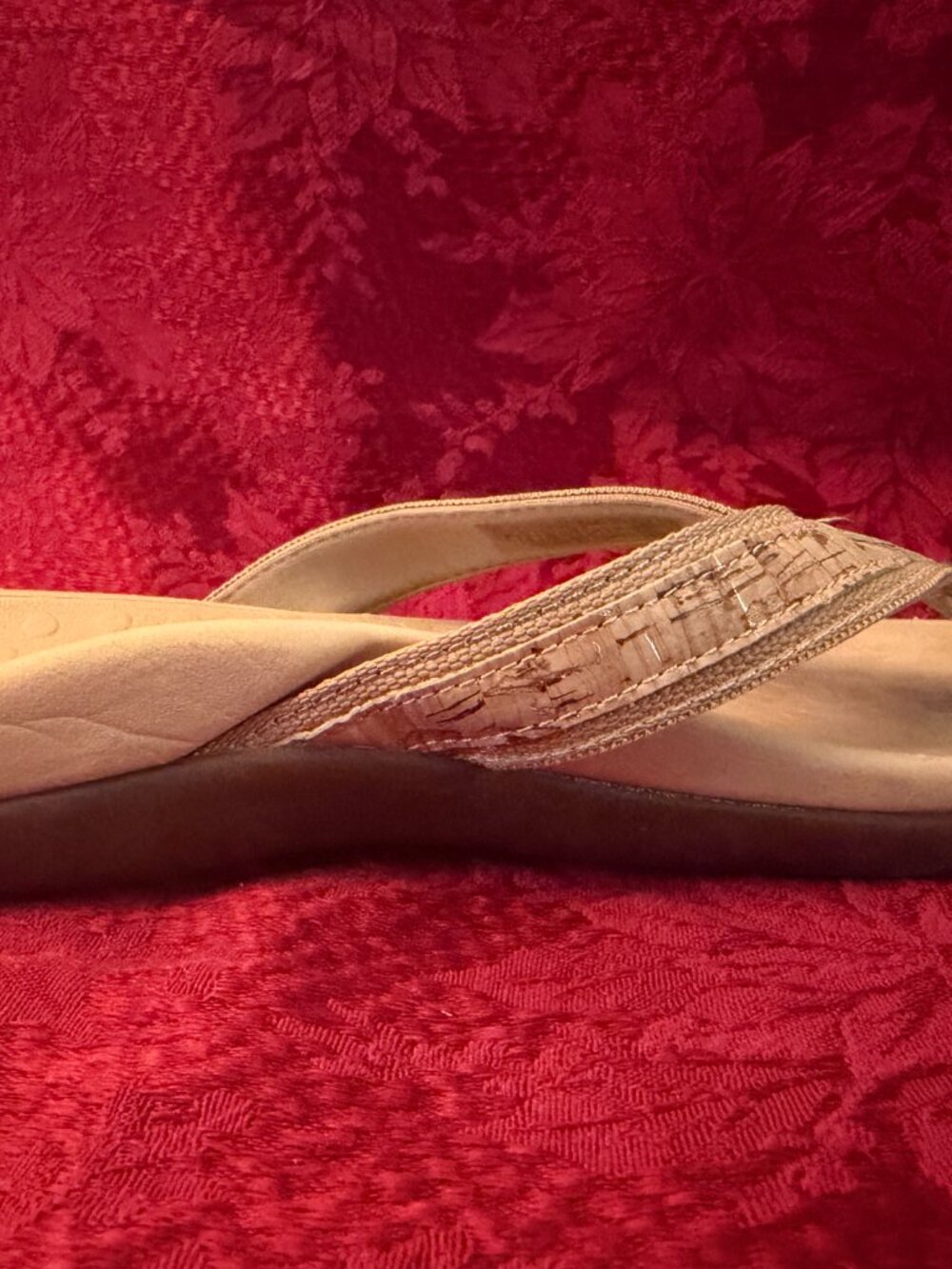 Vionic Tide II Orthotic Toe-Post Sandal Gold Cork Sz 8 - Picture 8 of 13
